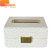 Modern Light Luxury Leather Metal Tissue Box High-End Household Paper Towel Box for Coffee Table Living Room Dining Room Napkin Holder