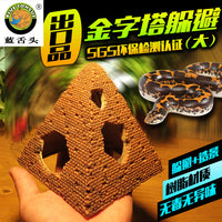 Reptile Terrarium Decor Hideout Cave Desert Landscape Pyramid for Pet Snakes and Lizards (Large)