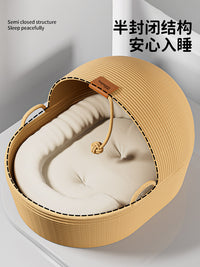 Hand-Woven Rope Cat Bed Semi-Enclosed Super Large Kitten Puppy Warm Sleeping House Pet Supplies for All Seasons