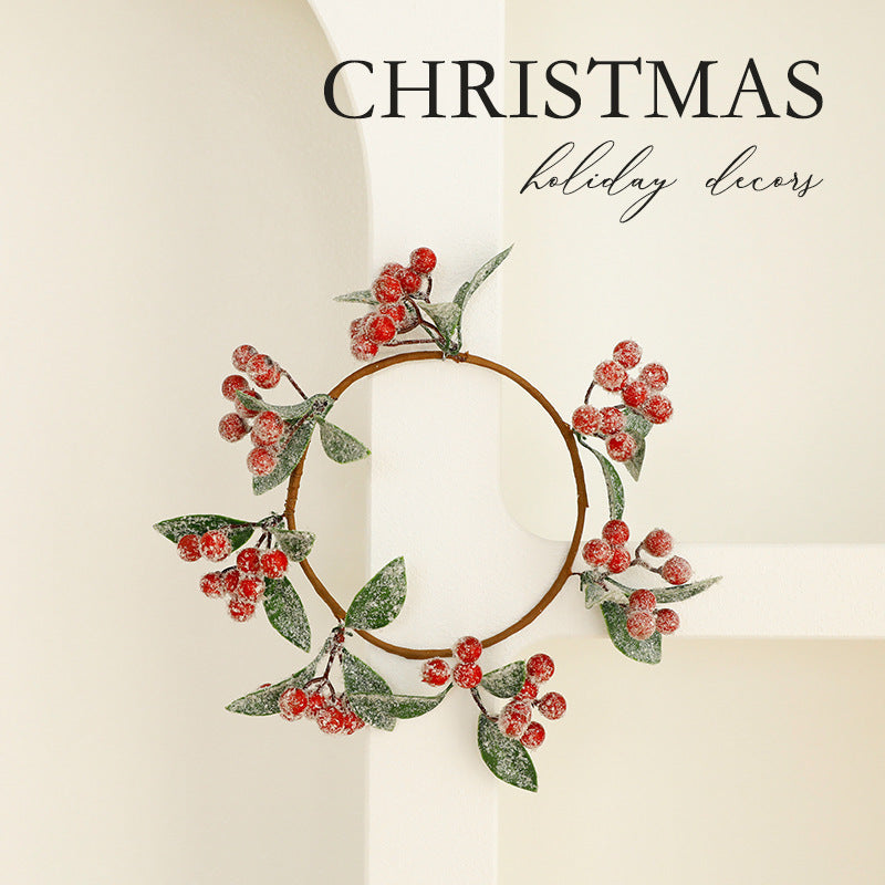 Christmas Wreath with Pine Needles, Red Berries, and Pine Cones - Festive Holiday Decor for Doors and Tables