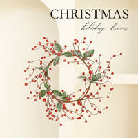 Christmas Wreath with Pine Needles, Red Berries, and Pine Cones - Festive Holiday Decor for Doors and Tables