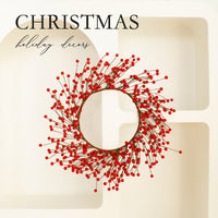 Christmas Wreath with Pine Needles, Red Berries, and Pine Cones - Festive Holiday Decor for Doors and Tables