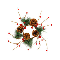 Christmas Wreath with Pine Needles, Red Berries, and Pine Cones - Festive Holiday Decor for Doors and Tables