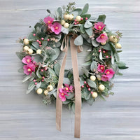 Spring Floral Berry Wreath Easter Ribbon Garland Mother's Day Gift Farmhouse Front Door Decor