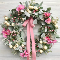 Spring Floral Berry Wreath Easter Ribbon Garland Mother's Day Gift Farmhouse Front Door Decor