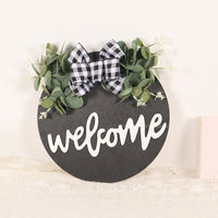 Christmas Wreath with Door Plate Letter Welcome Sign Hanging Decoration for Storefronts