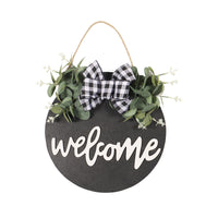 Christmas Wreath with Door Plate Letter Welcome Sign Hanging Decoration for Storefronts