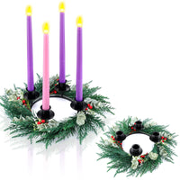 Artificial Eucalyptus Leaf Candle Holder Wreath Christmas Advent Desktop Decoration Garland Door Hanging
