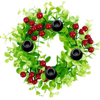 Artificial Eucalyptus Leaf Candle Holder Wreath Christmas Advent Desktop Decoration Garland Door Hanging