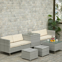 Outdoor Wicker Rattan Sectional Sofa Set for Small Spaces, Hotel Patio Furniture with Washable Cushions