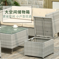 Outdoor Wicker Rattan Sectional Sofa Set for Small Spaces, Hotel Patio Furniture with Washable Cushions