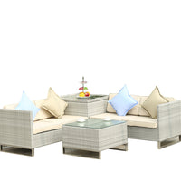 Outdoor Wicker Rattan Sectional Sofa Set for Small Spaces, Hotel Patio Furniture with Washable Cushions