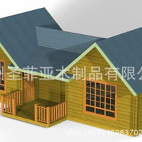 Kids Outdoor Park Scenic Area Play Wooden House Anti-Corrosion Resort Villa Double-Layer with Tile Roof