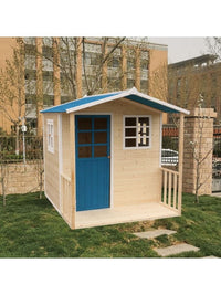 Outdoor Wooden Playhouse with Slide for Kids, Anti-Corrosion Wood Mobile Treehouse Playroom