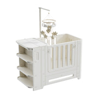 Zhibi Tree Multi-functional Baby Crib with Diaper Changing Table Storage Rack Adjustable Splicing Bed Newborn Care Station