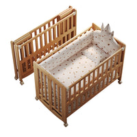 Foldable Solid Wood Baby Crib, Paint-Free, Mobile, Multi-functional Newborn Co-sleeper
