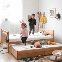 Solid Wood Bunk Bed with Pull-Out Trundle and Storage Drawers, Multi-functional Children's Bed for Kids' Room