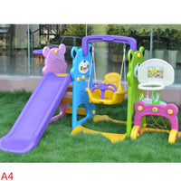 Kids Indoor 5-in-1 Large Slide and Swing Set for Toddlers and Preschoolers, Home Playground Toy