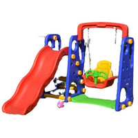 Kids Indoor 5-in-1 Large Slide and Swing Set for Toddlers and Preschoolers, Home Playground Toy