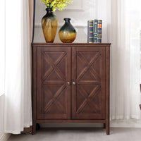 American Solid Wood Shoe Cabinet with 2 or 3 Doors, Living Room Partition, Wooden Entryway Cabinet, Balcony Multi-layer Storage Organizer
