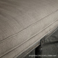 American Minimalist Rattan Woven Sofa for Living Room, Hotel, Studio, Small Apartments - Solid Wood & Cotton Linen