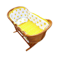 Vintage Hand-Woven Bamboo Baby Cradle Rocker Bassinet for Infants and Toddlers