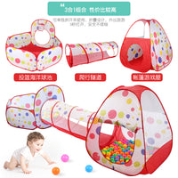 Kids Play Tent Foldable 3-Piece Tunnel Dot Ball Pit Ocean Ball Pool Fence Indoor Game House