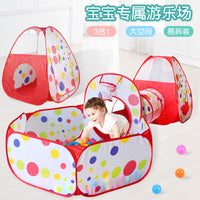 Kids Play Tent Foldable 3-Piece Tunnel Dot Ball Pit Ocean Ball Pool Fence Indoor Game House