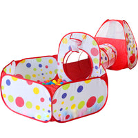 Kids Play Tent Foldable 3-Piece Tunnel Dot Ball Pit Ocean Ball Pool Fence Indoor Game House