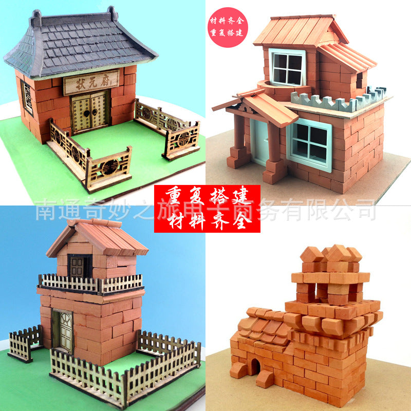 Miniature Brick Model Building Blocks Toy for Kids DIY Assembly Small House Architecture 3D Puzzle