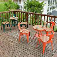 Outdoor Wood Plastic Composite Balcony Bistro Set, Coffee Shop Table and Two Chairs, Anti-Corrosion Garden Furniture Set