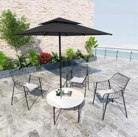 Outdoor Bistro Table and Chair Set, Iron Wire Bar Stool, Cafe Dining Chair, Nordic Park Furniture