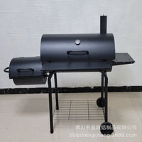 Large Charcoal Smoker Grill Outdoor Home Thickened American BBQ Grill Camping Charcoal Oven with Double Side Panels