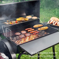 Large Charcoal Smoker Grill Outdoor Home Thickened American BBQ Grill Camping Charcoal Oven with Double Side Panels