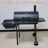 Large Charcoal Smoker Grill Outdoor Home Thickened American BBQ Grill Camping Charcoal Oven with Double Side Panels