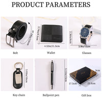 Men's Gift Set Business Luxury Wallet Watch Sunglasses Belt Father's Day Present