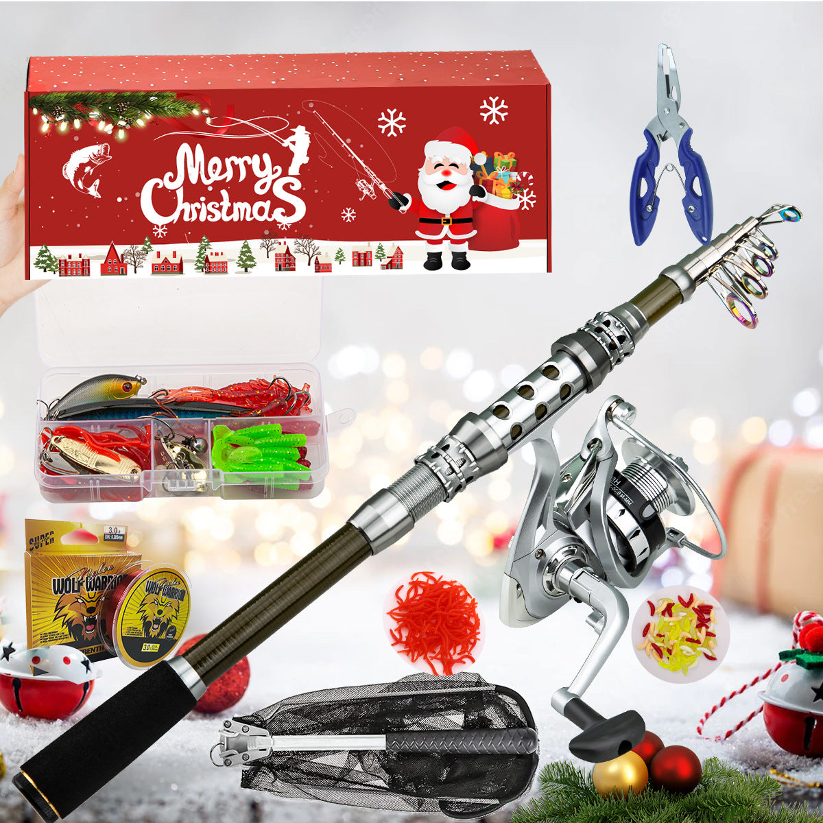 Christmas Gift Lure Fishing Rod Set Long Cast Sea Fishing Rod Bait Net Fishing Tackle Set Manufacturer Wholesale