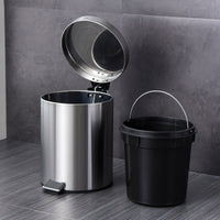 Stainless Steel Pedal Bin with Soft-Close Lid for Kitchen, Bathroom, and Toilet