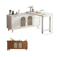 Solid Wood Folding Dining Table with Side Cabinet, Island Bar, Small Household Retractable Dining Table against Wall Storage Cabinet