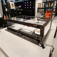 Vintage Steel and Glass Display Cabinet for Collectibles, Dustproof Countertop Showcase for Figurines