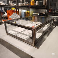 Vintage Steel and Glass Display Cabinet for Collectibles, Dustproof Countertop Showcase for Figurines