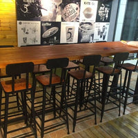 Solid Wood Bar Table Set Industrial Style American Retro High Stool Combination Bar Dining Table Long Pine Wood