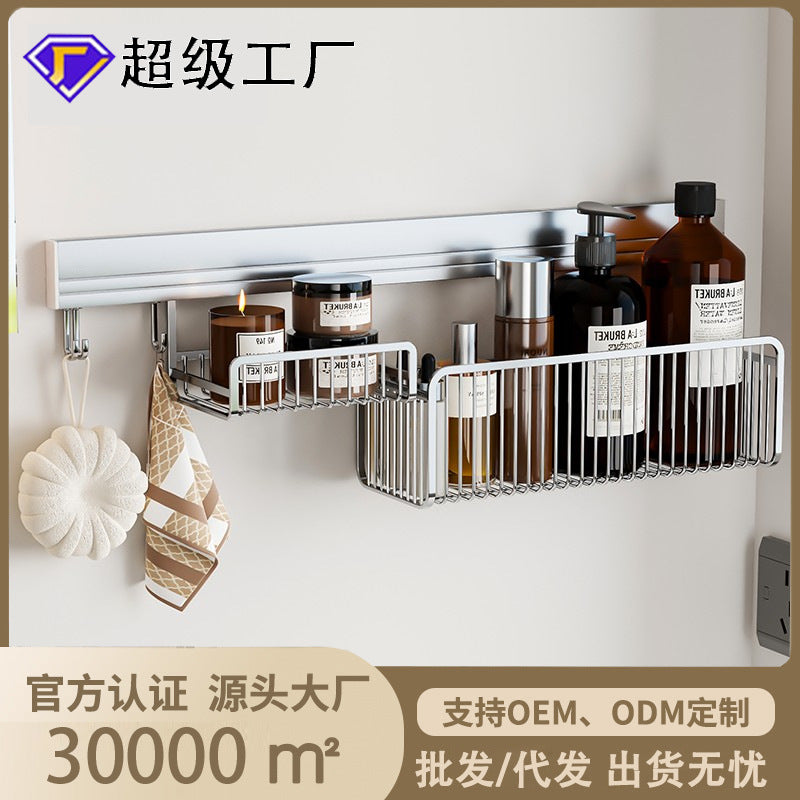 Stainless Steel Bathroom Shelf Shower Caddy Basket, No-Drill Wall Mounted Storage for Toilet, Vanity, Sink, Kitchen