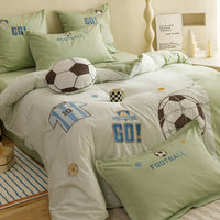 Football Boy Washed Cotton Duvet Cover Set for Kids, A-Class Infant Standard Pure Cotton Bedding Set
