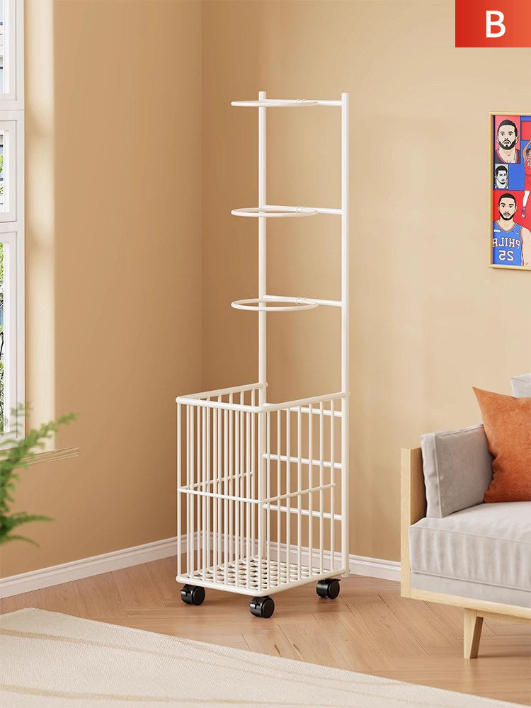 Portable Sports Equipment Storage Rack for Basketballs, Badminton Rackets, Yoga Mats - Home Ball Organizer Shelf