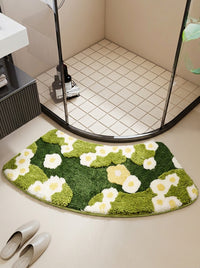 Absorbent Non-Slip Bathroom Mat Arc-Shaped Shower Room Entrance Plush Carpet Foot Pad