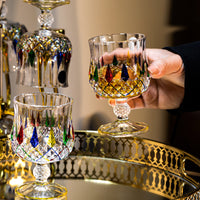 Luxury Crystal Glass Short-Stemmed Wine Glasses Painted Brandy Goblets Household Classic Red Wine Glasses Whiskey Glass Set Decorative