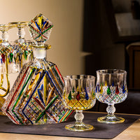 Luxury Crystal Glass Short-Stemmed Wine Glasses Painted Brandy Goblets Household Classic Red Wine Glasses Whiskey Glass Set Decorative