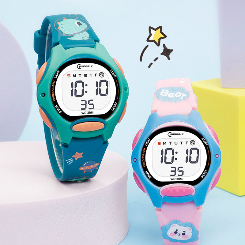 Dinosaur Waterproof Kids Watch for Girls Boys, Luminous Small Dial Electronic Wristwatch for Kindergarten Primary School Students