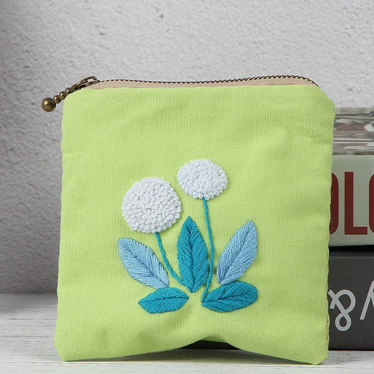 DIY Embroidery Coin Purse Kit for Beginners, Creative Handmade Fabric Craft Material Pack for Adults, Ribbon Embroidery